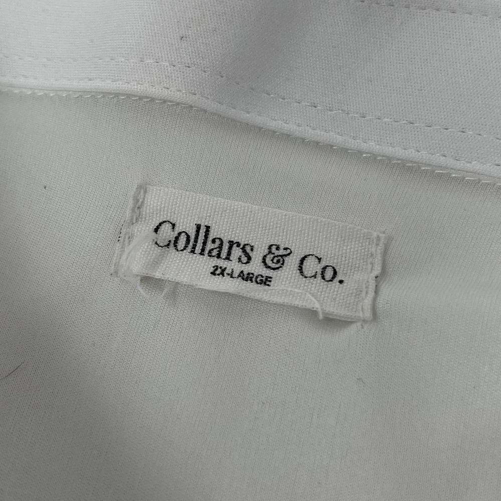 Collars & Co Men White Short Sleeve Dress Collar Polo Shirt Size 2XL Performance - Picture 4 of 7